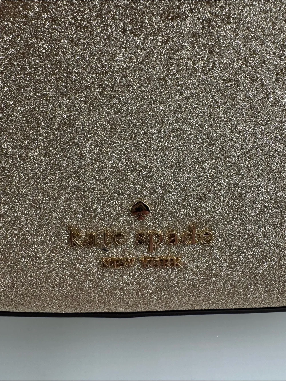kate spade New York Gold Glitter Crossbody Bag w/ Metallic Adjustable Strap NWT - Picture 10 of 11